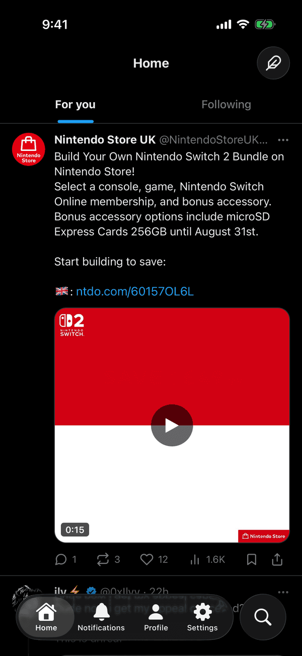 Aether home timeline showing posts as clean cards